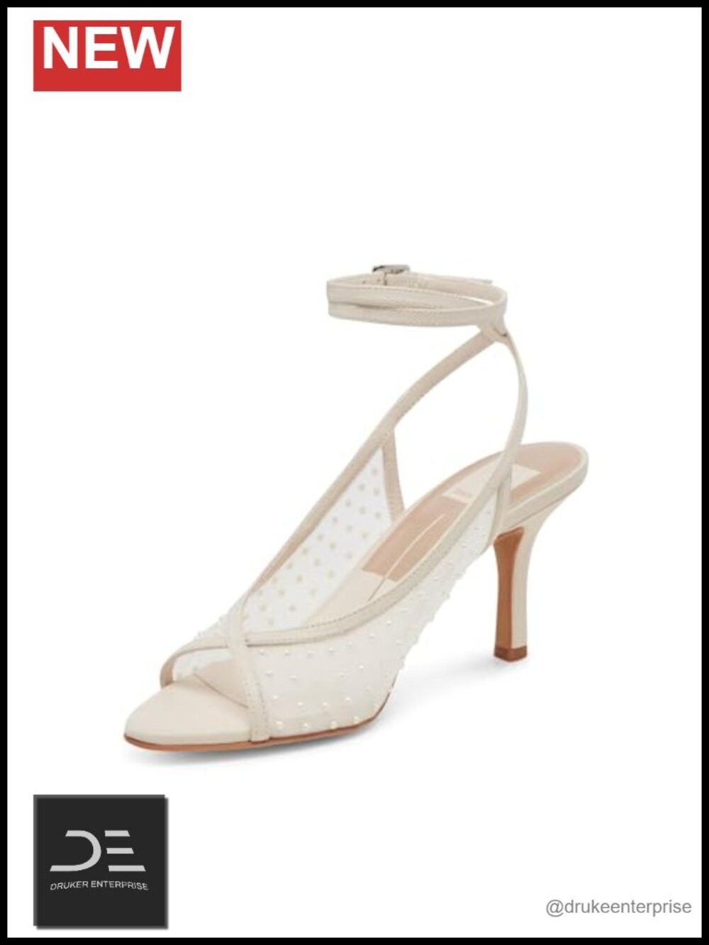 Pearl Lace Up Kitten Heel Sandals - Ivory